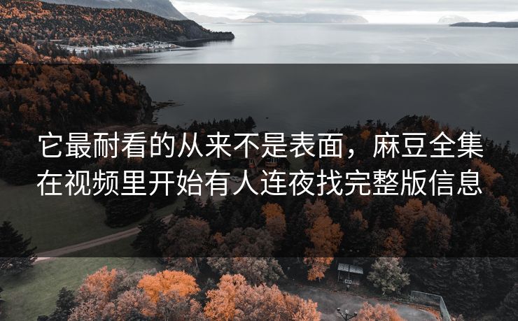 它最耐看的从来不是表面，麻豆全集在视频里开始有人连夜找完整版信息